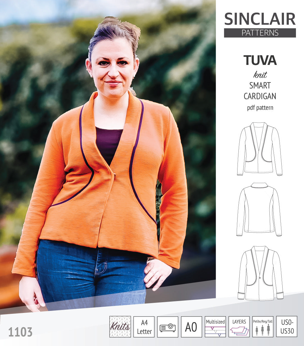 Tuva knit smart cardigan and blazer pdf sewing pattern – Sinclair Patterns