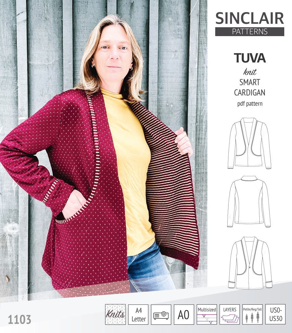 Tuva knit smart cardigan and blazer pdf sewing pattern – Sinclair Patterns