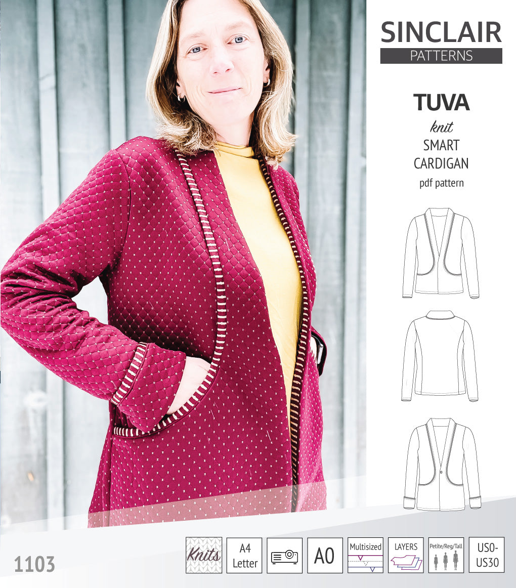 Tuva knit smart cardigan and blazer pdf sewing pattern – Sinclair Patterns