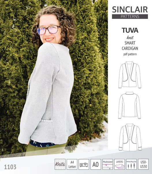 Tuva knit smart cardigan and blazer pdf sewing pattern - Sinclair Patterns