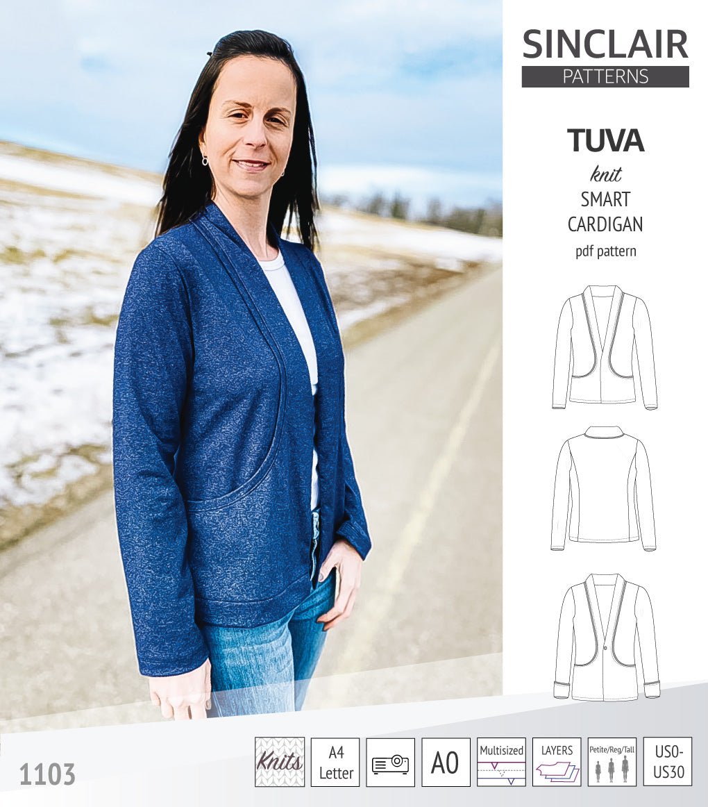 Tuva knit smart cardigan and blazer pdf sewing pattern – Sinclair Patterns