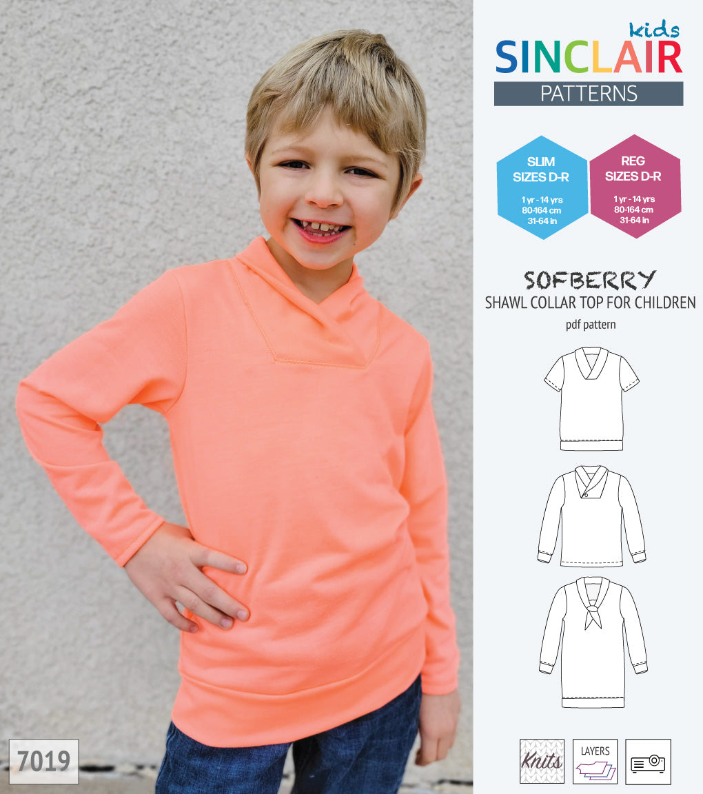 Sofberry shawl collar top for children (PDF SEWING PATTERN) – Sinclair ...