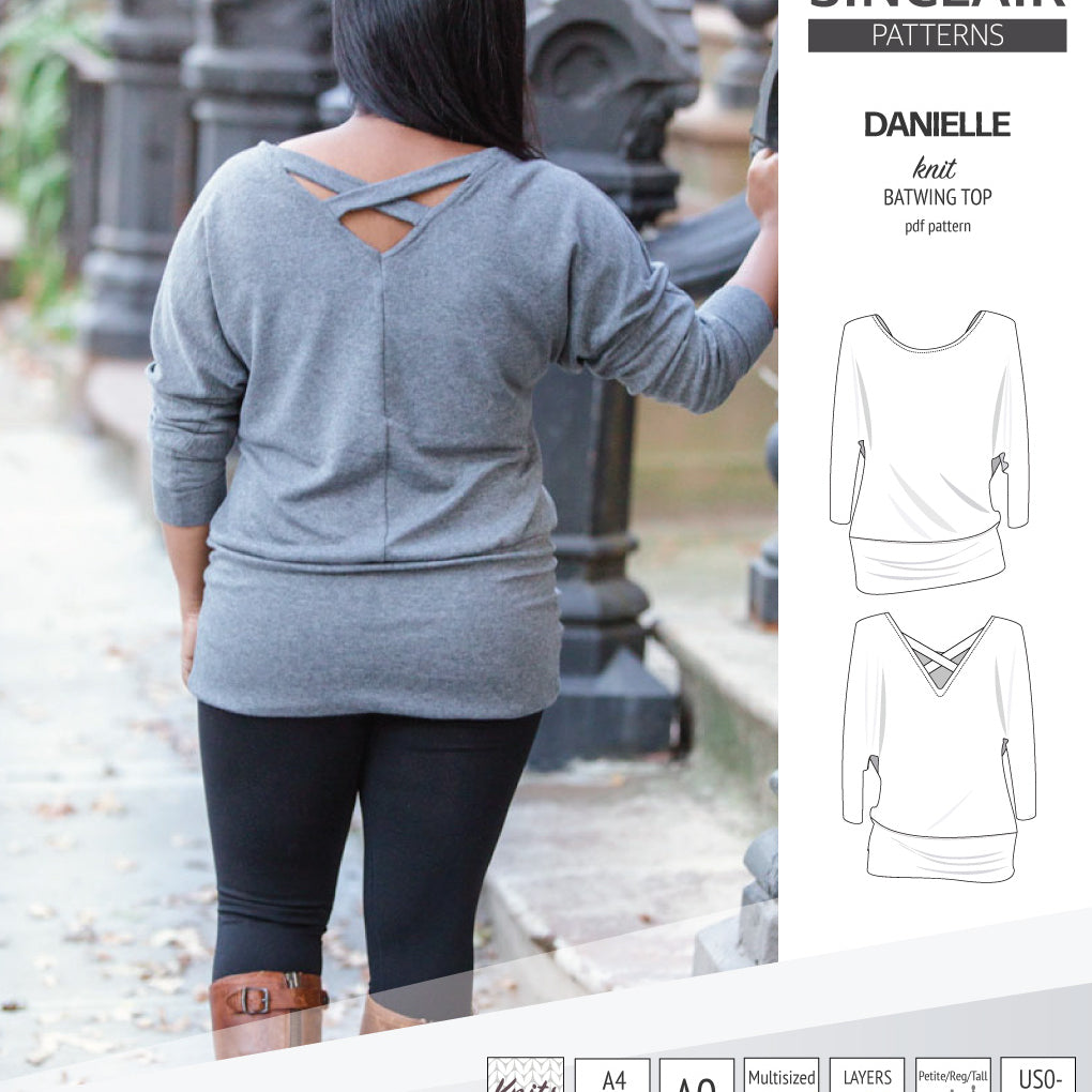 Sinclair Patterns S1041 Danielle batwing top, dolman top for women pdf sewing pattern