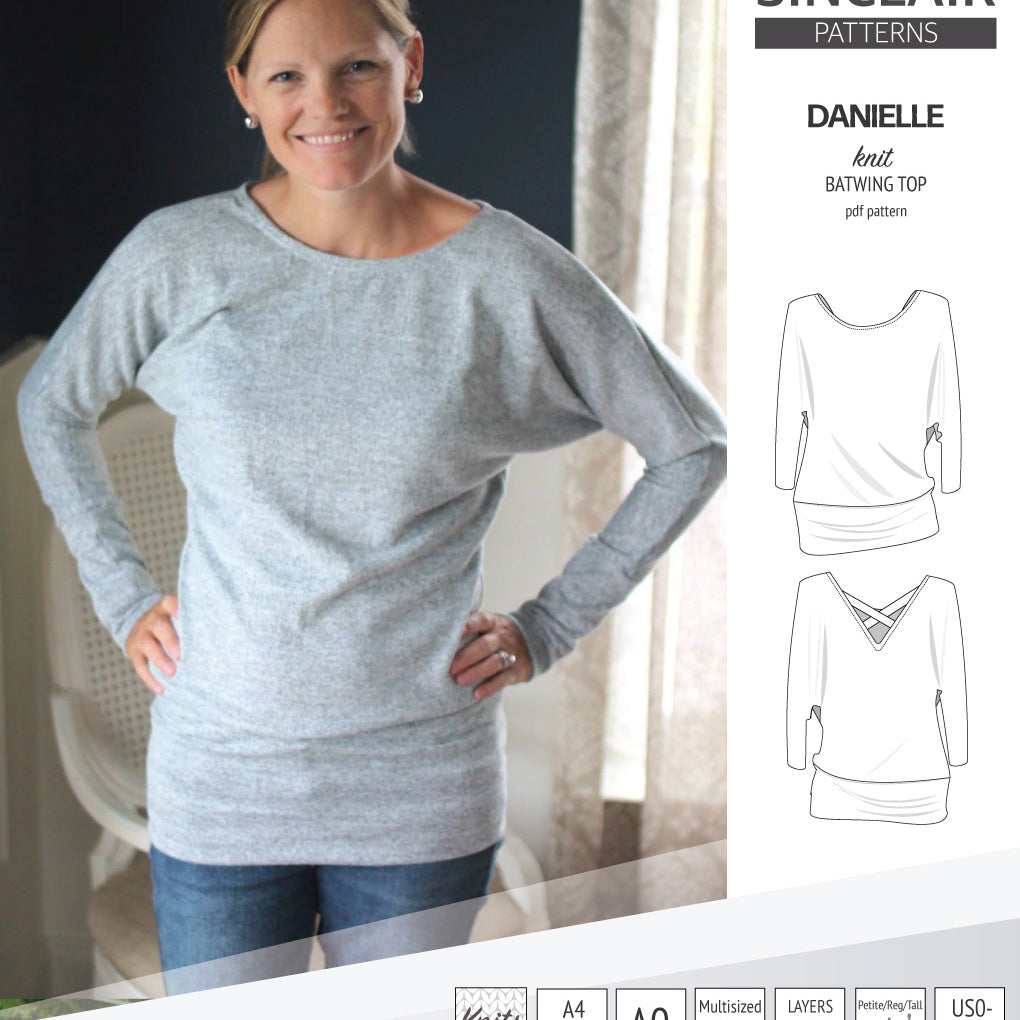 Sinclair Patterns S1041 Danielle batwing top, dolman top for women pdf sewing pattern