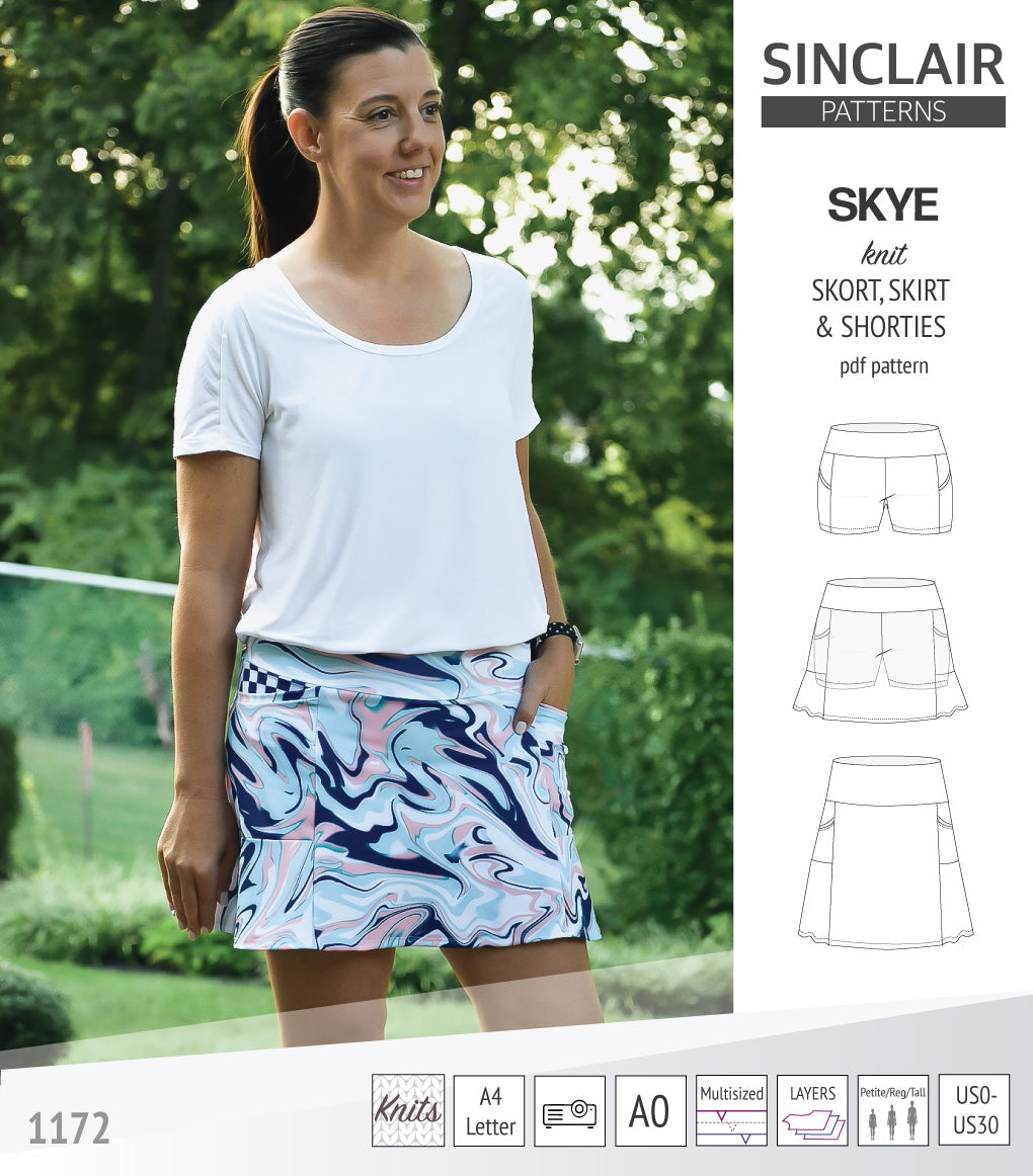 Skye skort, skirt and shorties with pockets and yoga waistband pdf ...