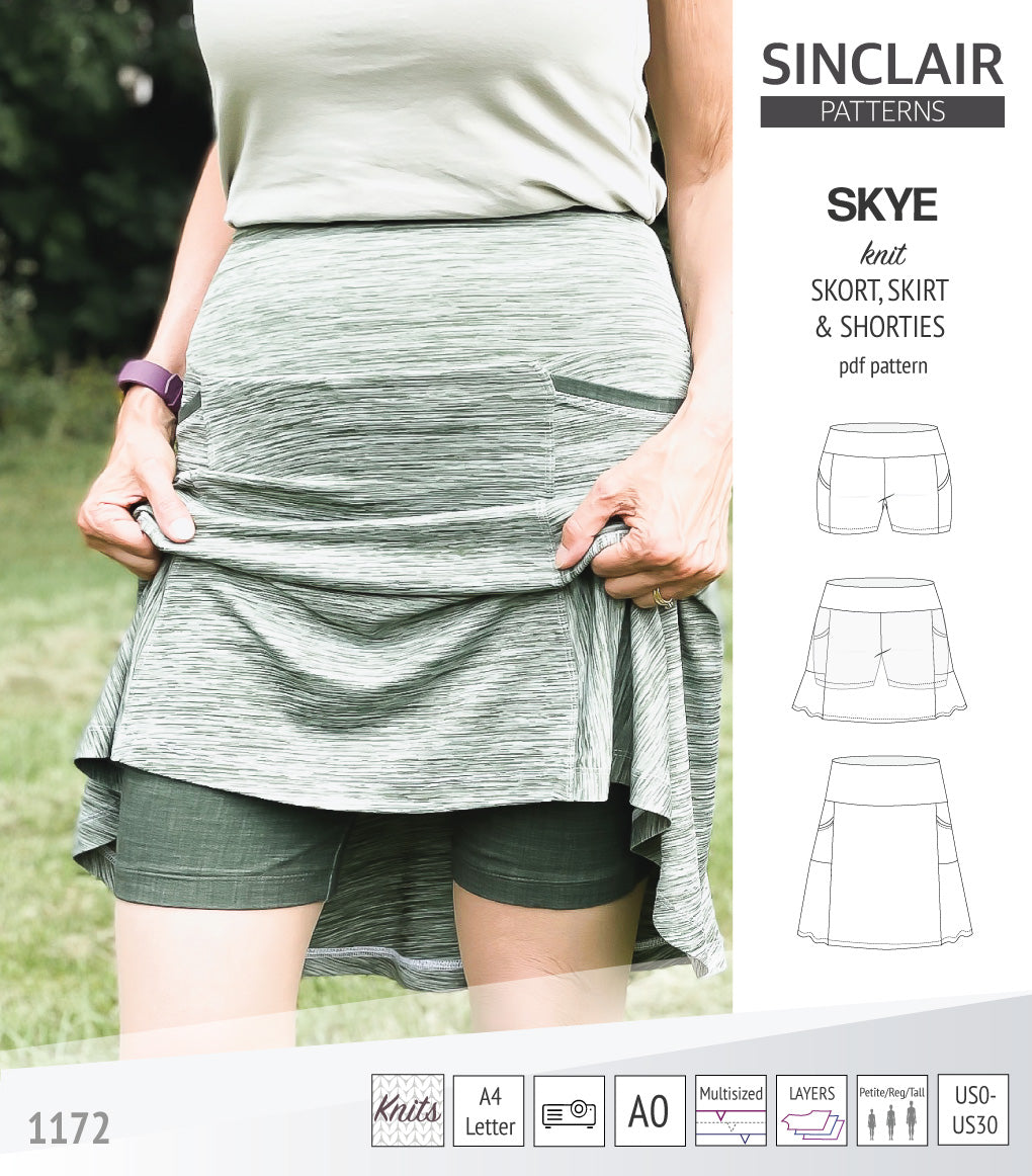 Skort Pattern Draft Skye skort, skirt and shorties with pockets and yoga waistband pdf ...
