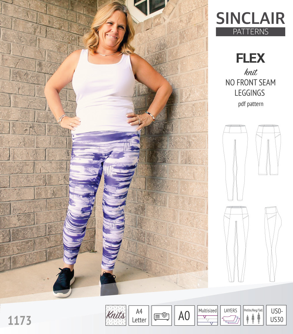 Flex no front seam leggings with colorblocking and pockets pdf sewing ...